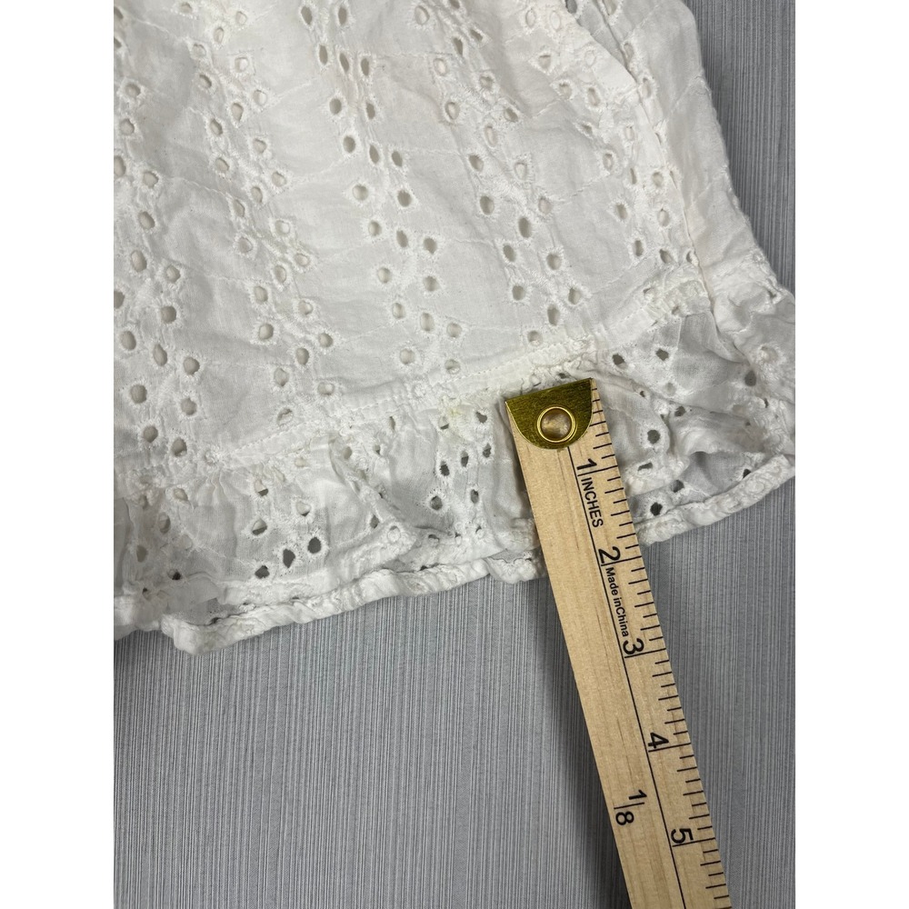 Hollister Shorts Women XS White Eyelet Ultra High-Rise Ruffle Cotton Cottagecore - Picture 8 of 9